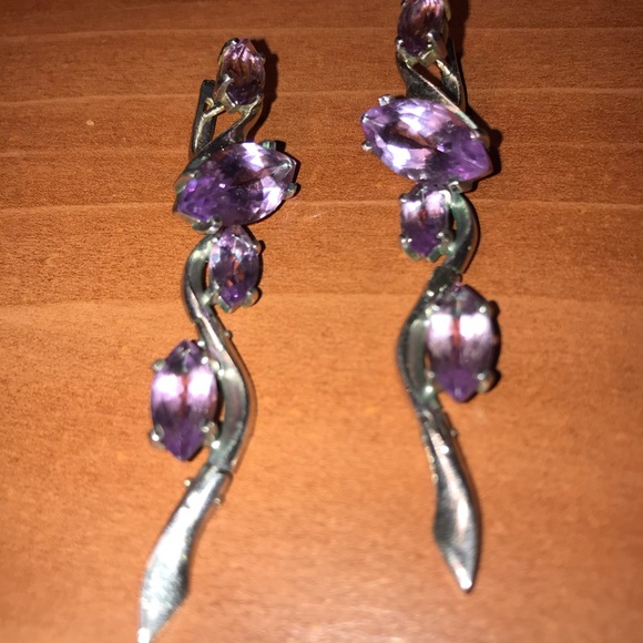 New Genuine Amethyst Ring and Earrings 925 Silver Sterling English Lock - Picture 4 of 8